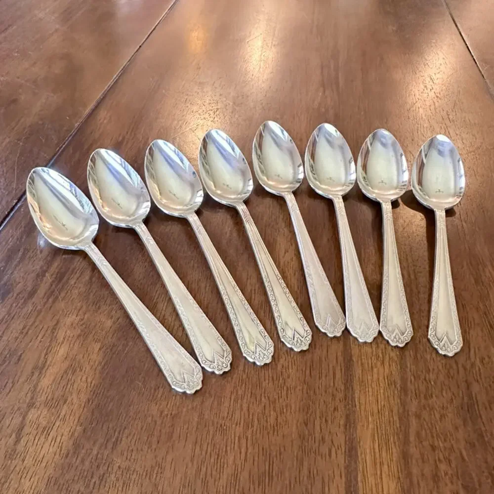 Atq Art Deco National Silver Co EPNS Silver Plate Tea Spoons 